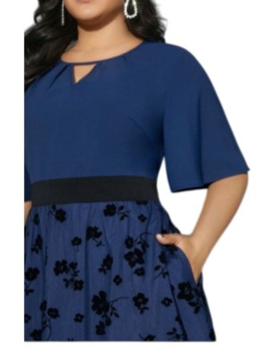 NWT BloomChic Floral Embroidered Mesh Keyhold Midi Dress Aegean Blue 2X - Picture 3 of 4